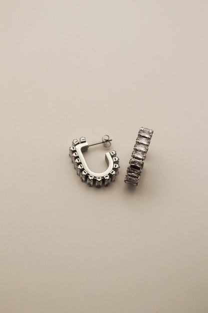 Silver Monroe Baguette Earring