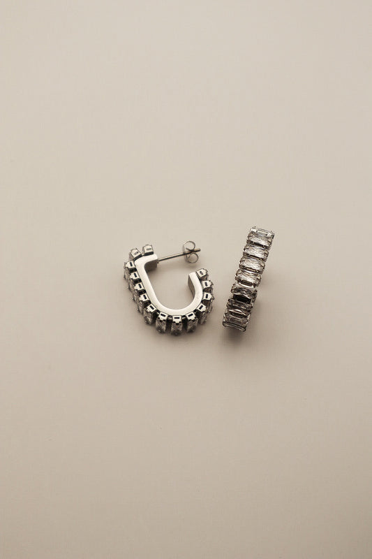 Silver Monroe Baguette Earring